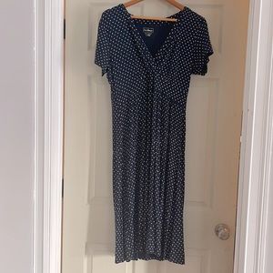 LL Bean blue & white polka dot dress. Size L